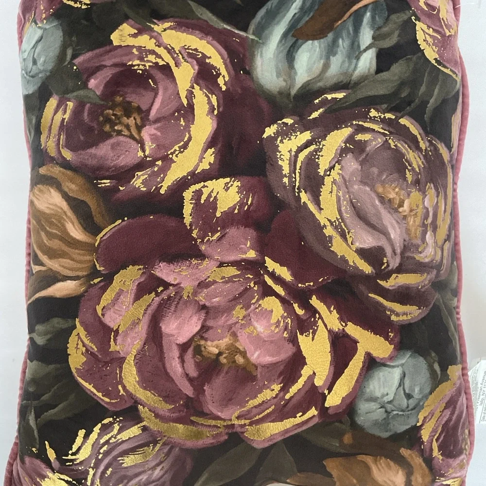THRO Velveteen Peony Throw Pillow NWOT